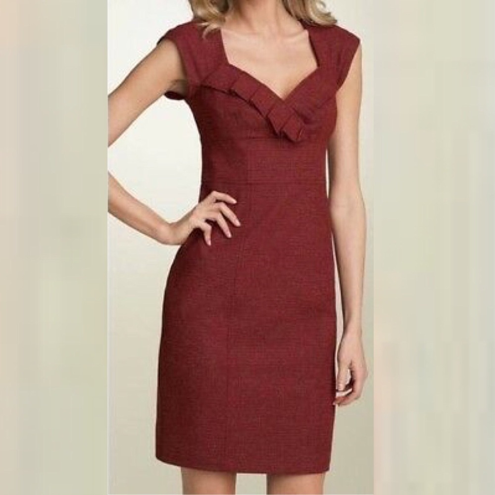 Nanette Lepore Tweed Sheath Dress 6 Red